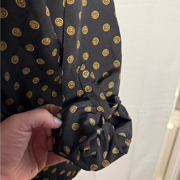 MICHAEL Michael Kors Black and Gold Zip Down Shirt - Picture 3 of 9